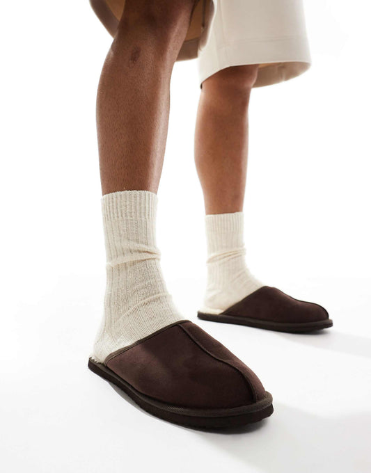 Faux Suede Slip On Slipper