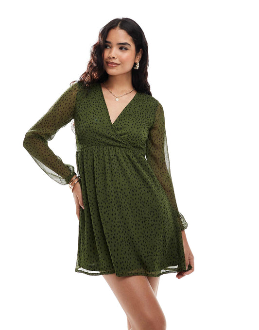 Mini Smock Dress With Wrap Front