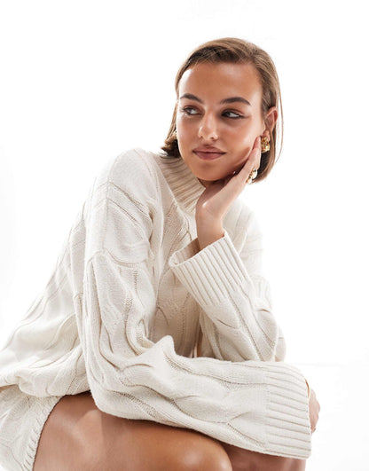 Cable Knit Roll Neck Jumper Co-Ord