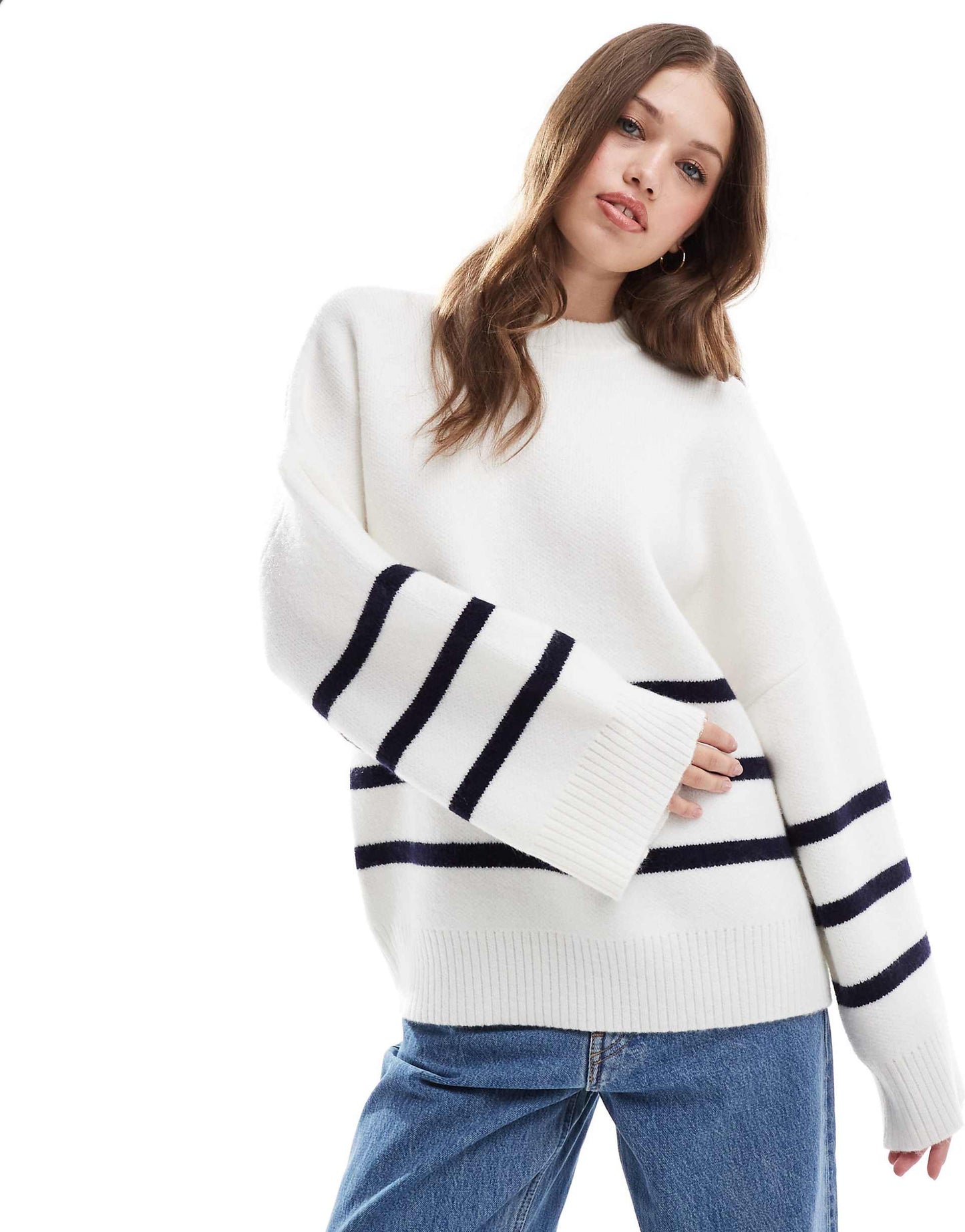 Crew Neck Stripe Knit Jumper