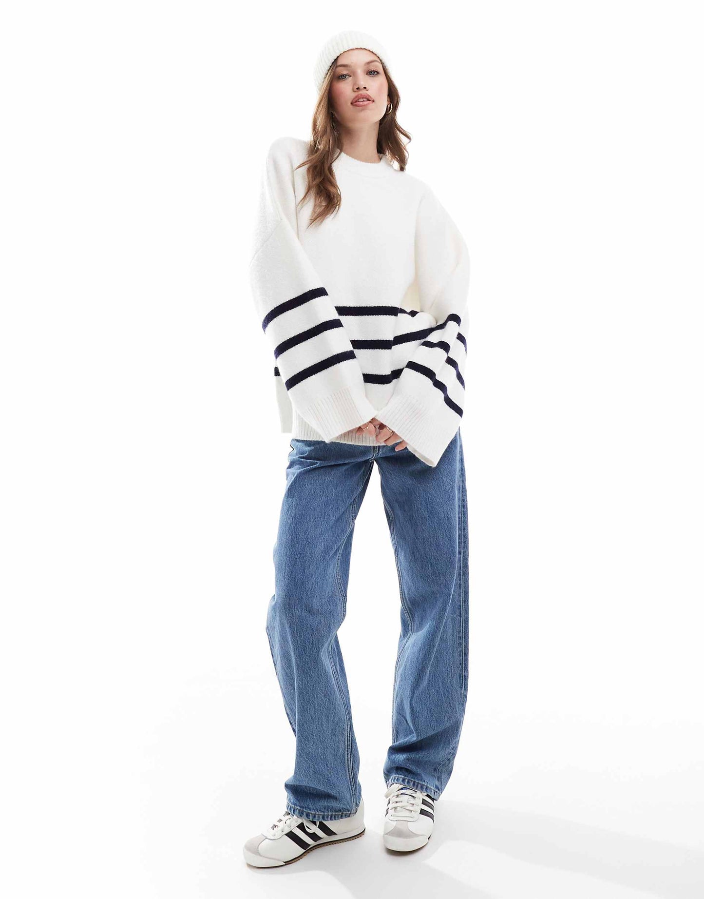 Crew Neck Stripe Knit Jumper