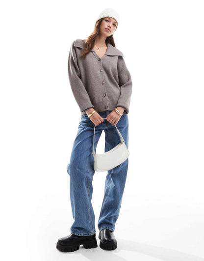 Collar Button Knit Cardigan