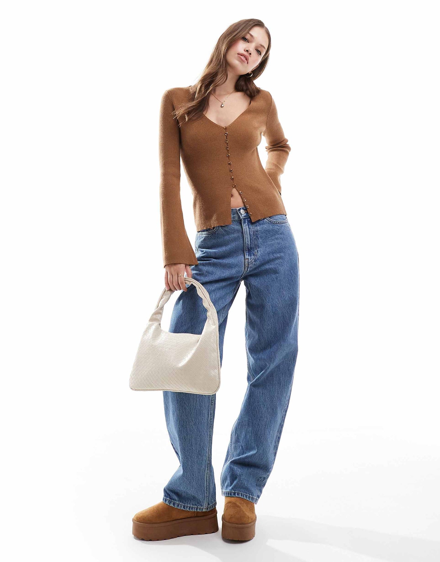 Button Front Fitted Cardigan