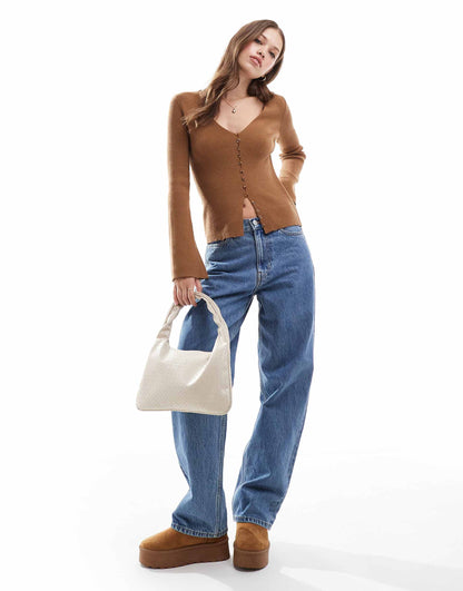 Button Front Fitted Cardigan