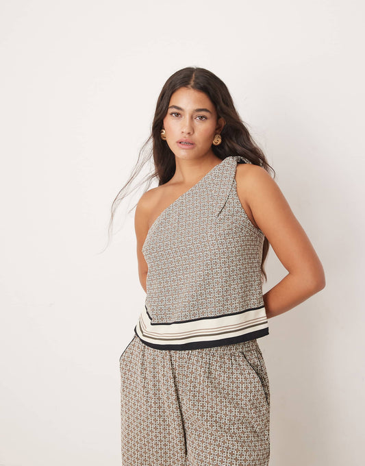 Co-Ord One Shoulder Printed Top