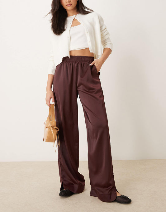 Satin Wide Leg Trousers