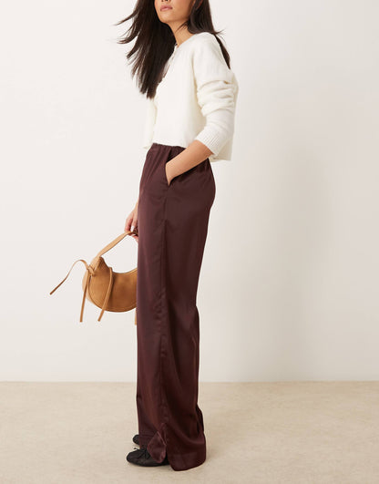 Satin Wide Leg Trousers