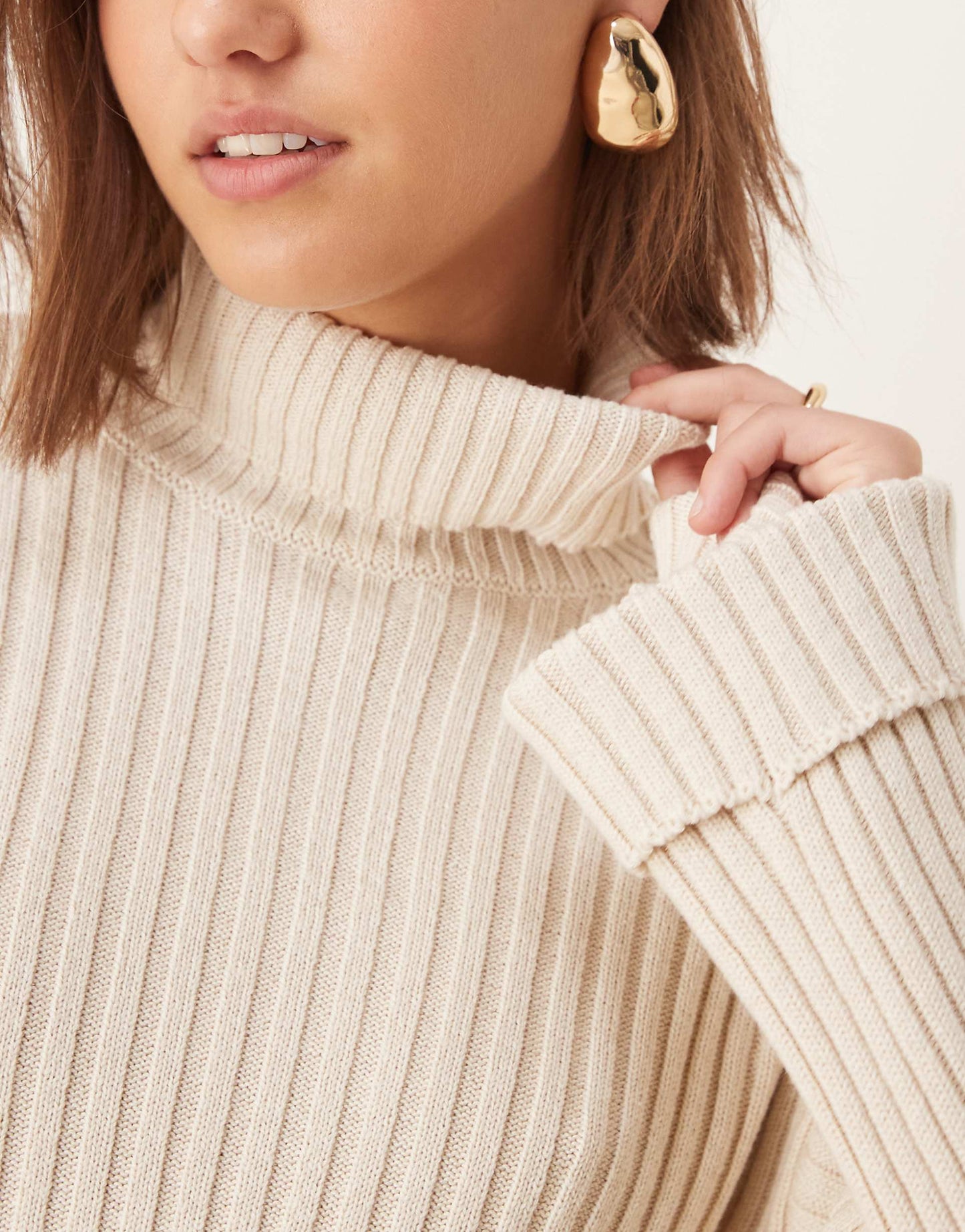 Knitted Roll Neck Jumper Co-Ord With Turn Up Sleeves
