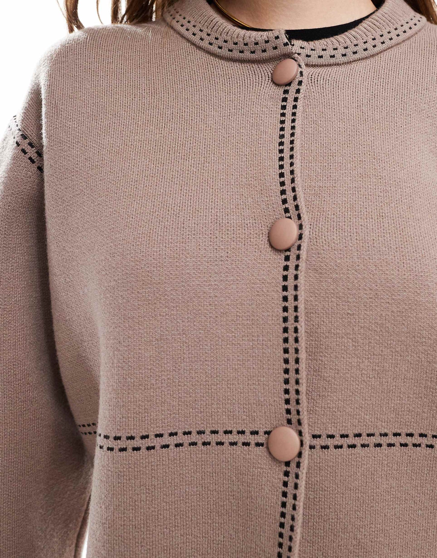 Contrast Stitch Knitted Bomber Jacket