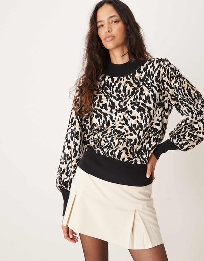 High Neck Puff Sleeve Jumper