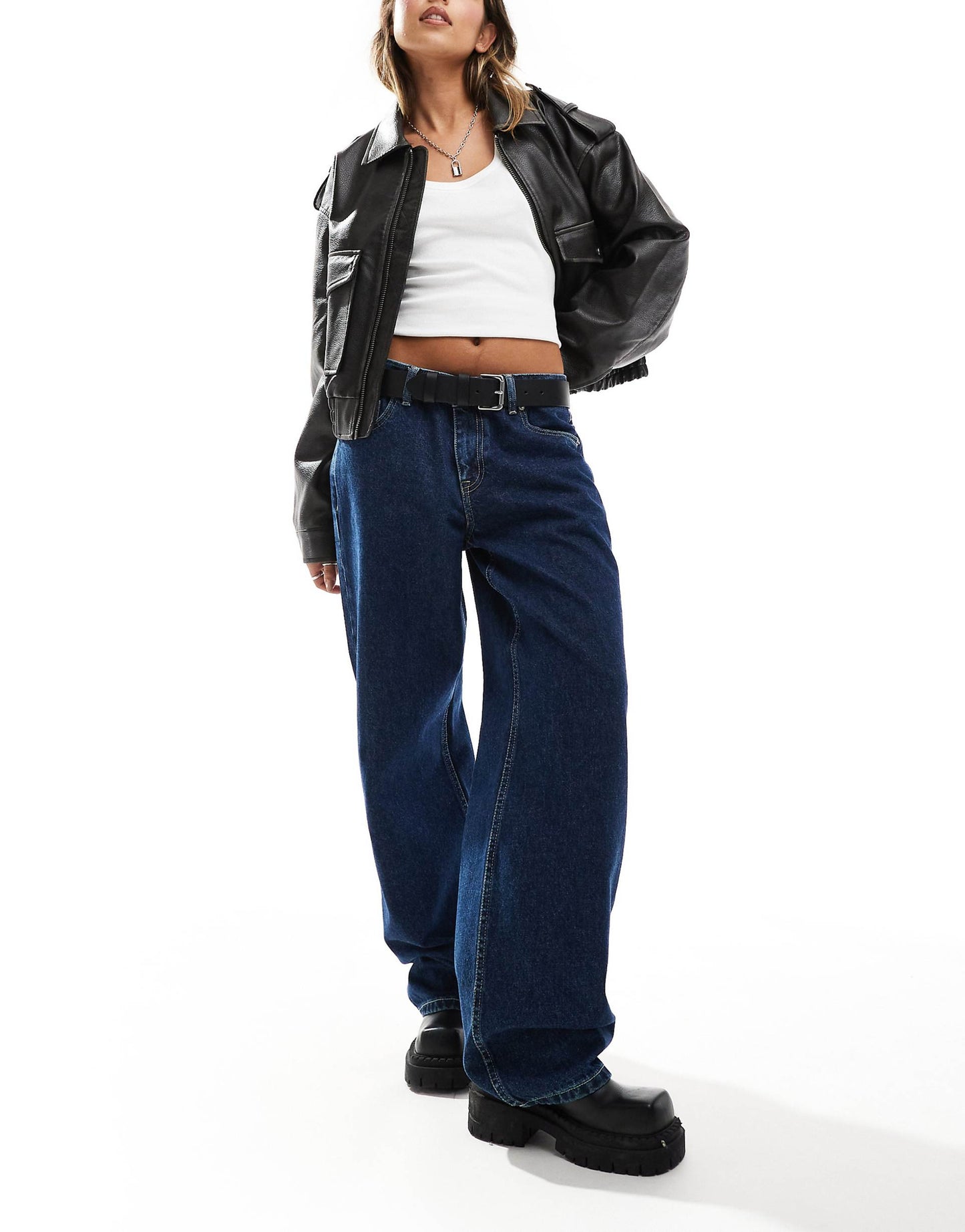 Hill Relaxed Fit Low Waist Wide Straight Leg Jeans