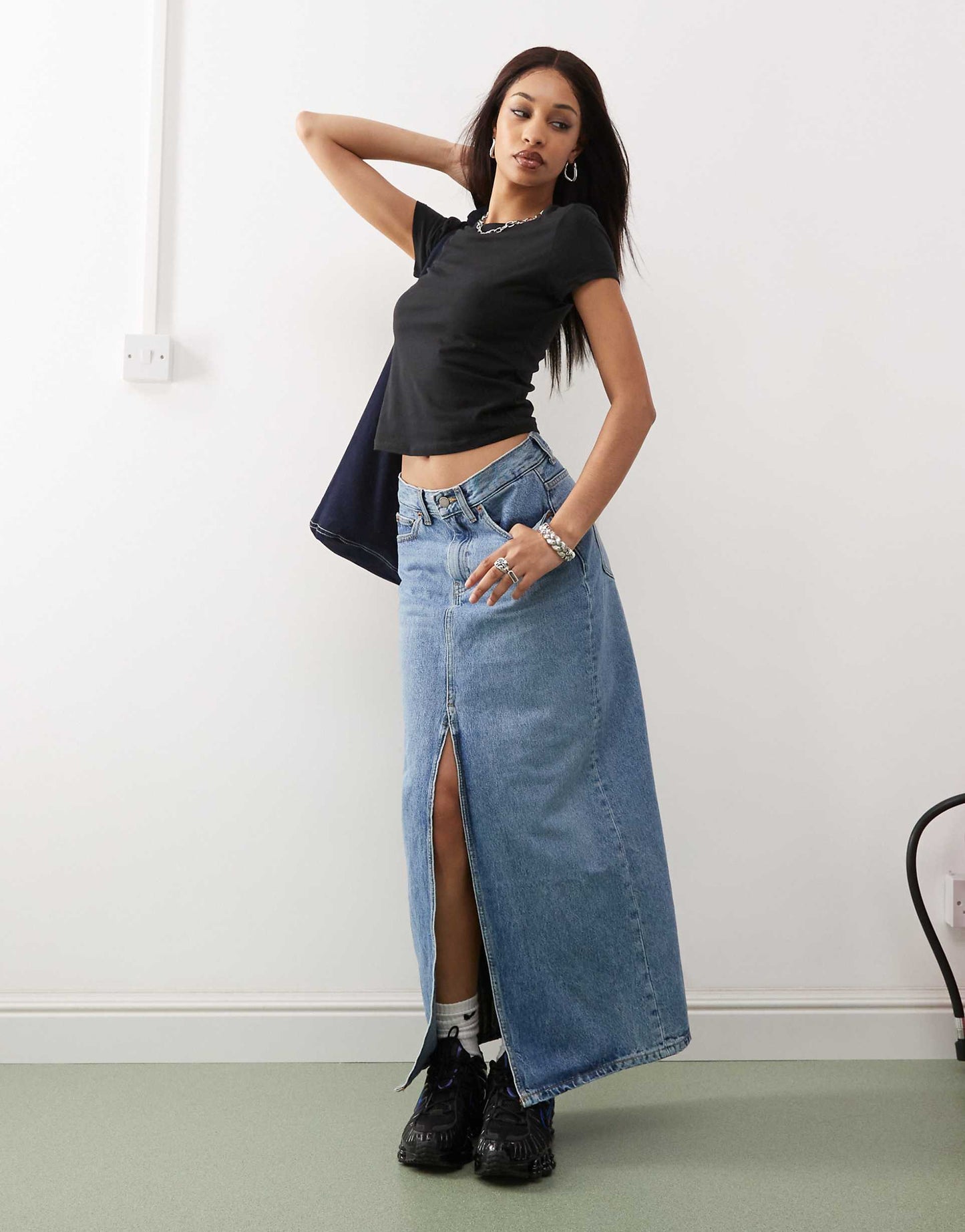 Myra Maxi Denim Skirt With Front Split