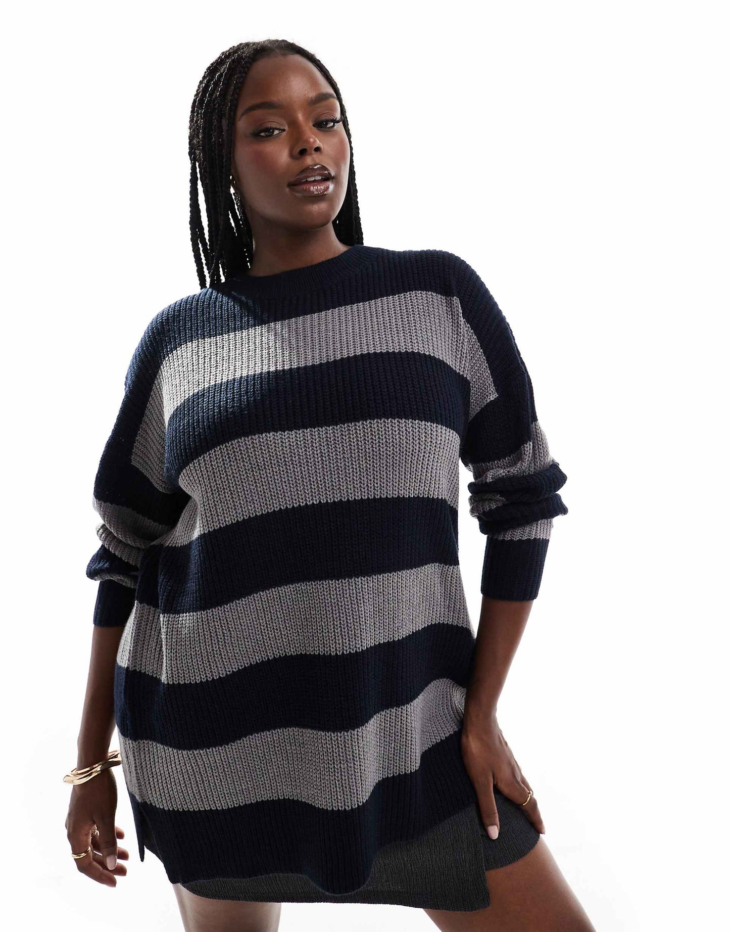 Drop Shoulder Striped Jumper