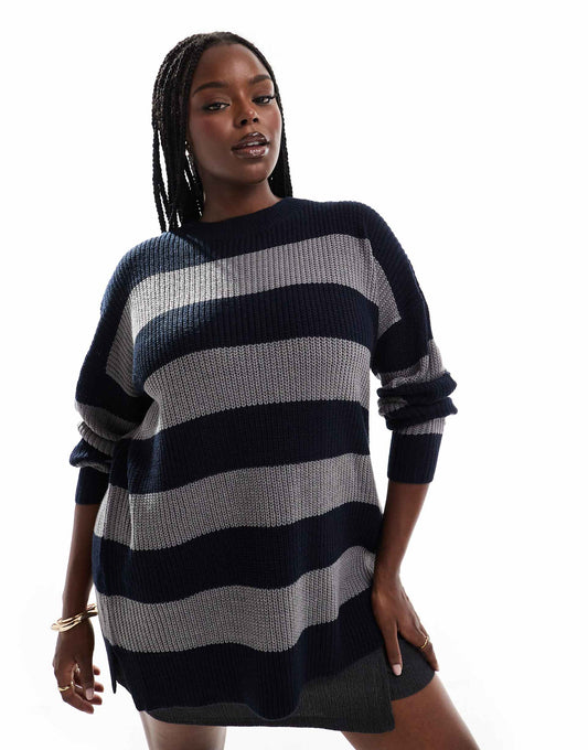 Drop Shoulder Striped Jumper
