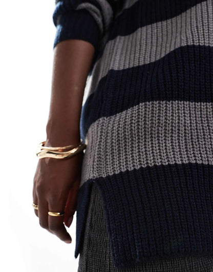 Drop Shoulder Striped Jumper