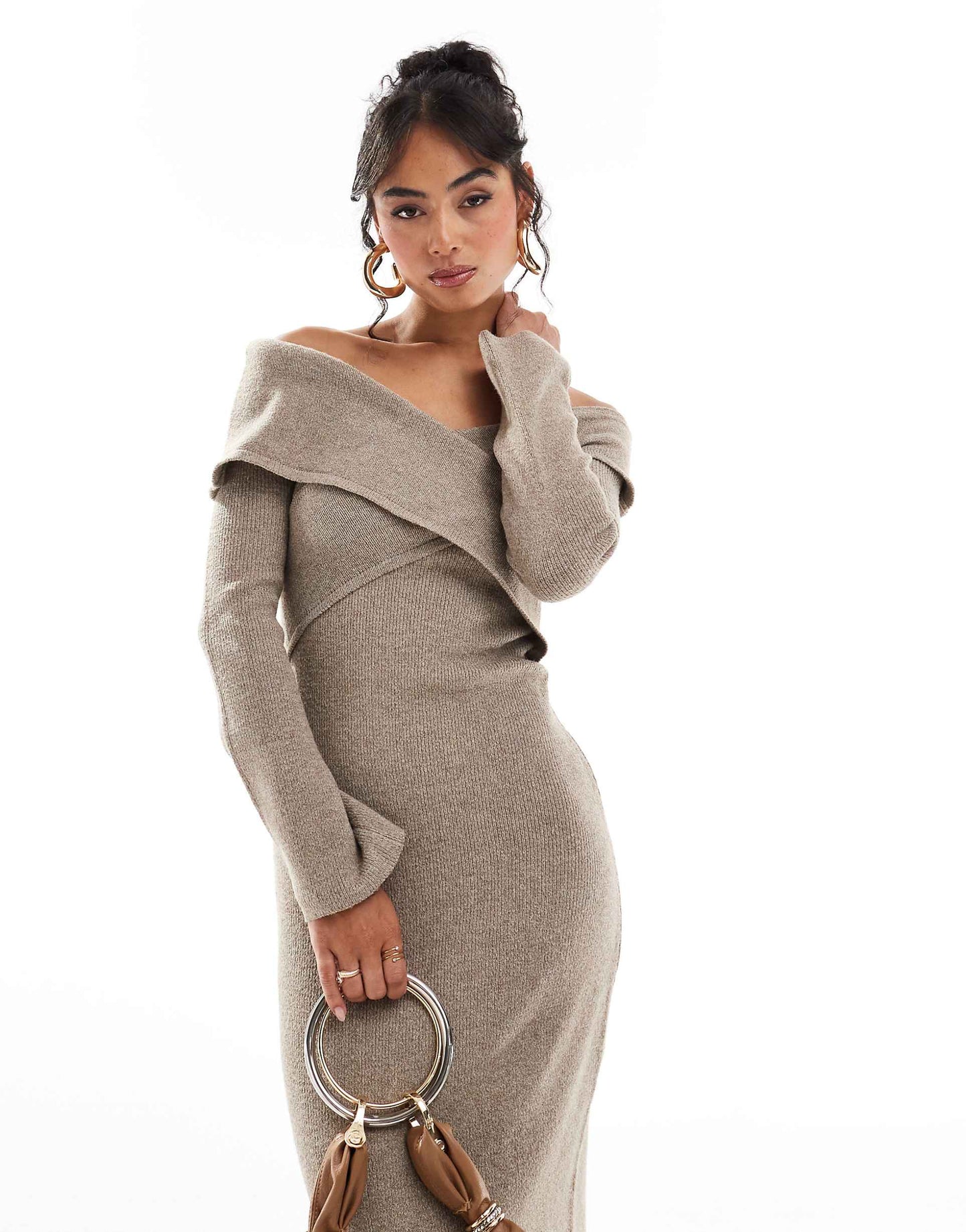 Pretty Lavish Crossover Knit Midaxi Dress