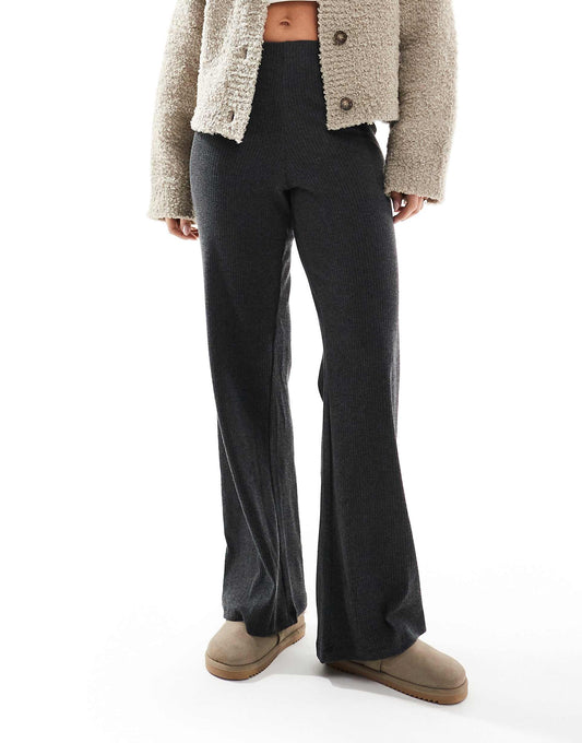 Ribbed Wide Leg Trousers