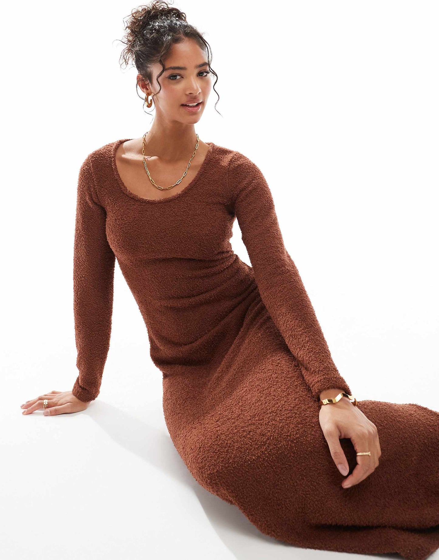Supersoft Scoop Neck Fit And Flare Midi Dress
