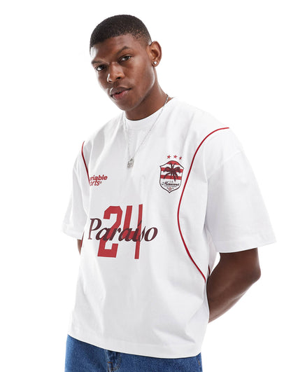 Boxy Oversized T-Shirt With Sporty Chest Print