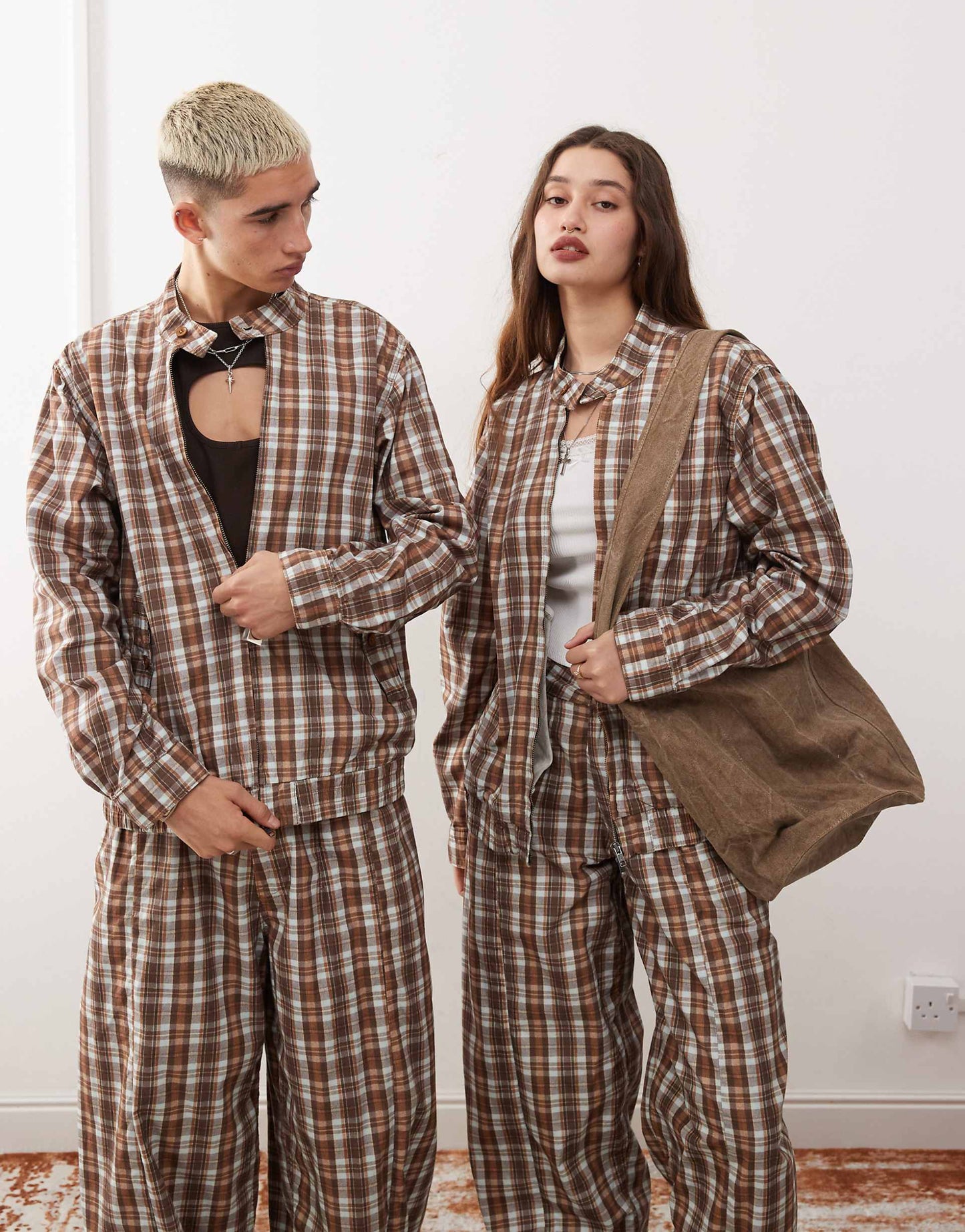 Unisex Check Print Jacket Co-Ord
