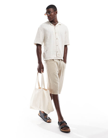 Short Sleeve Textured Stripe Shirt