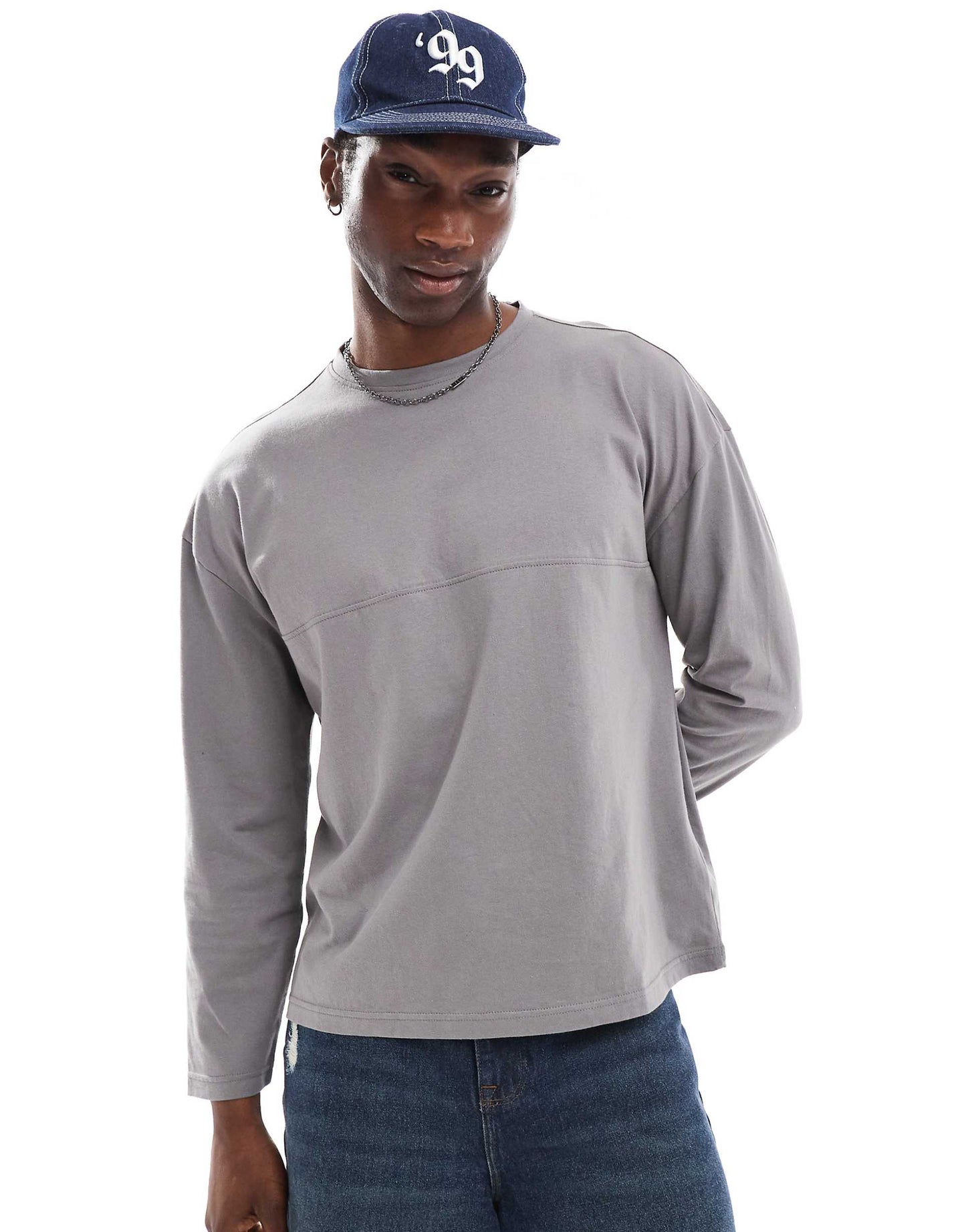 Seam Detail Loose Fit Long Sleeve T-Shirt