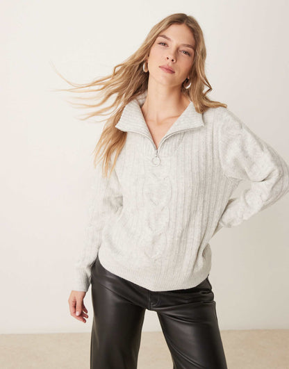 Half Zip Cable Pullover Jumper