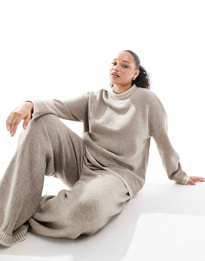 Curve Knitted Mock Neck Jumper Co-Ord With Stitch Hem Detail