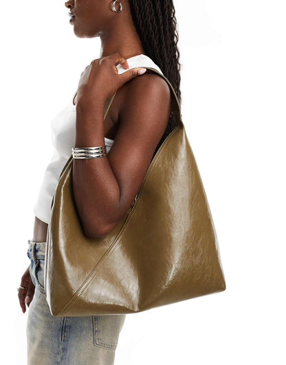 Slouch Tote Bag With Crossover Panel Detail