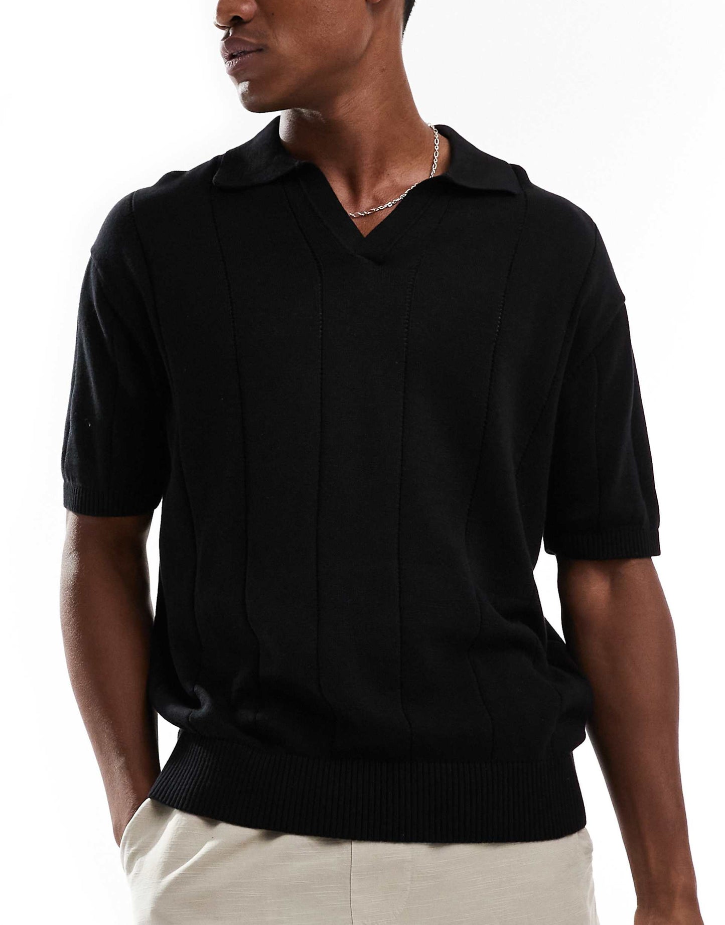 Textured Knitted Polo Shirt