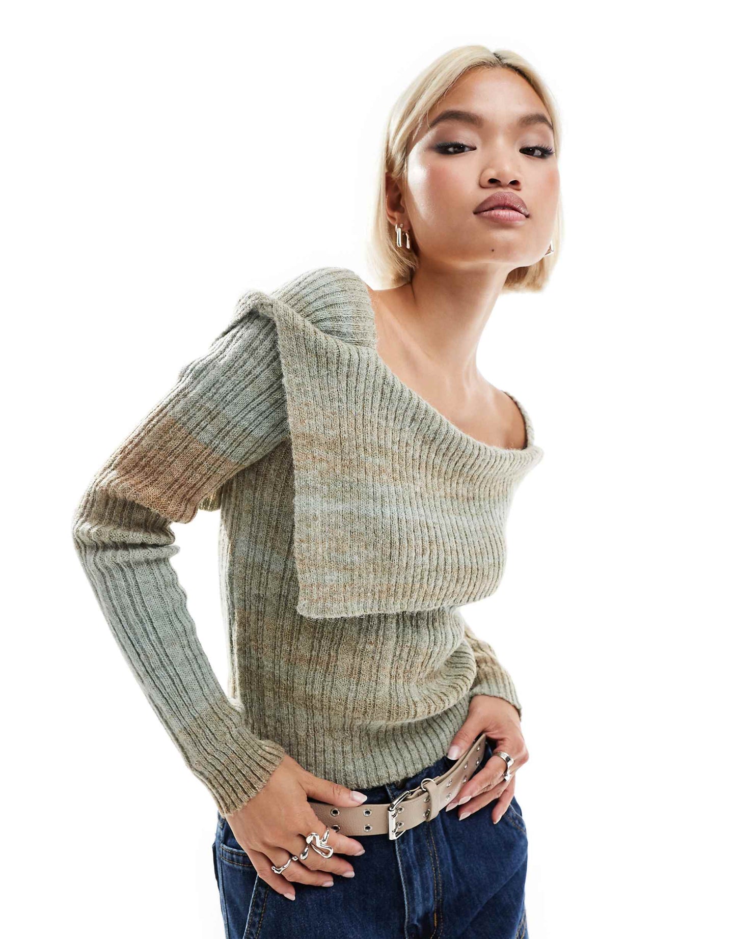 Off Shoulder Space Knit Jumper