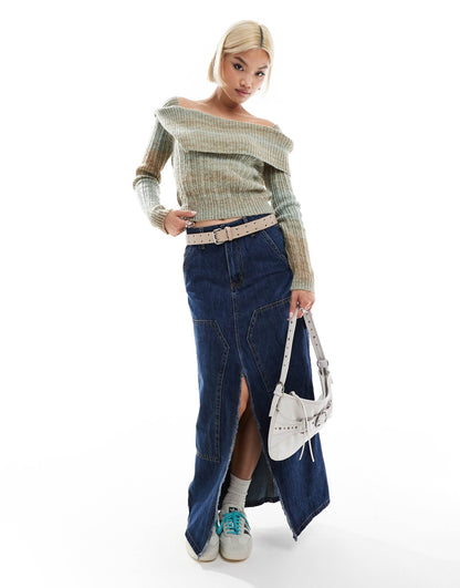Off Shoulder Space Knit Jumper