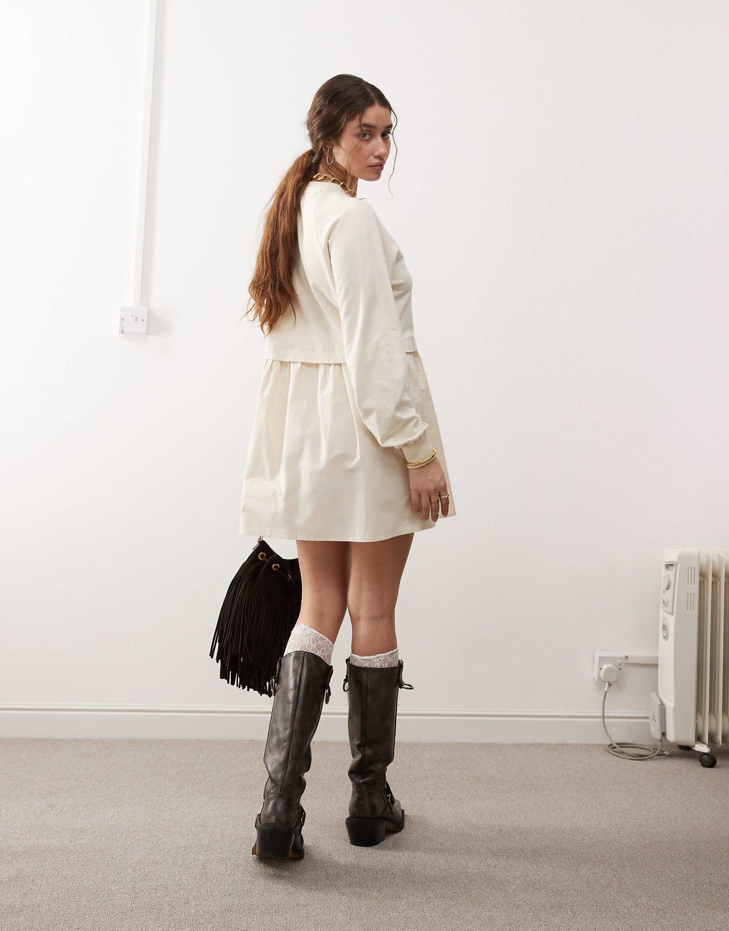 Poplin And Jersey Mix Smock Dress