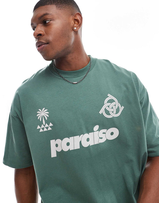 Oversized T-Shirt With Paraiso Front Print