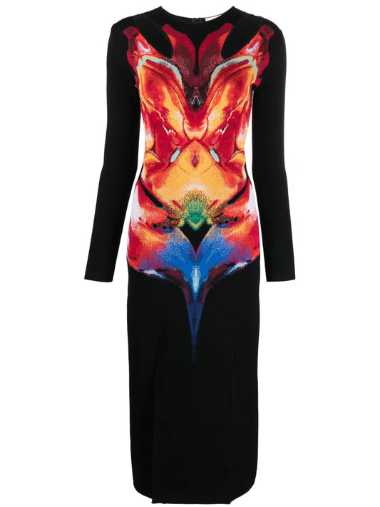 Solarised Orchid Jacquard Midi Dress
