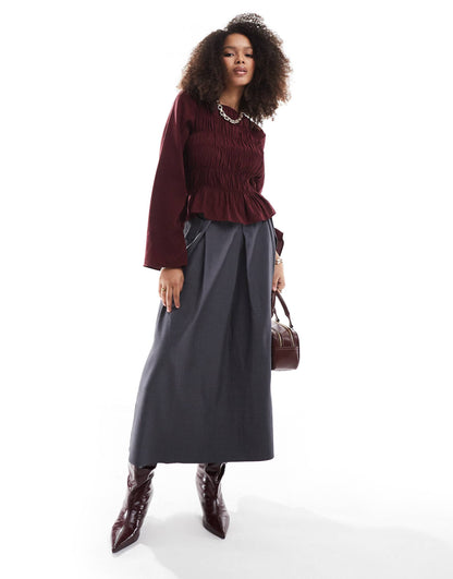 High Waisted Tailored A-Line Skirt
