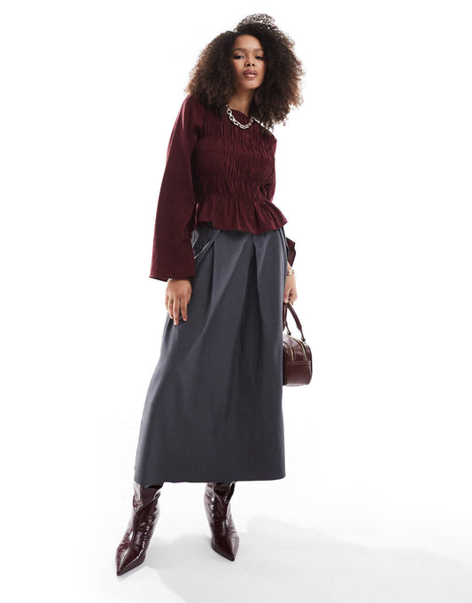 High Waisted Tailored A-Line Skirt