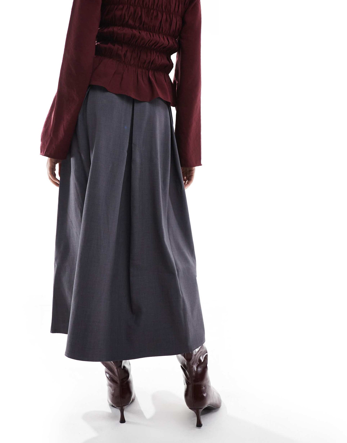 High Waisted Tailored A-Line Skirt