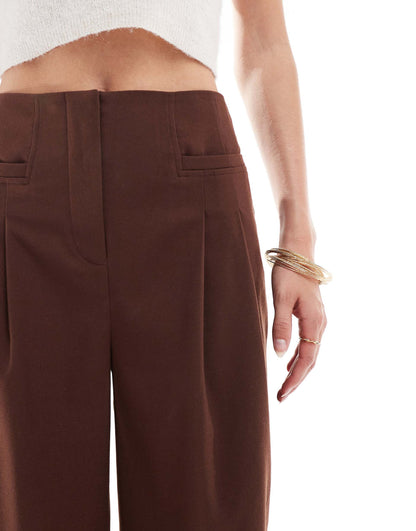 Tall Tailored Wide Leg Trousers With Pleat Detail