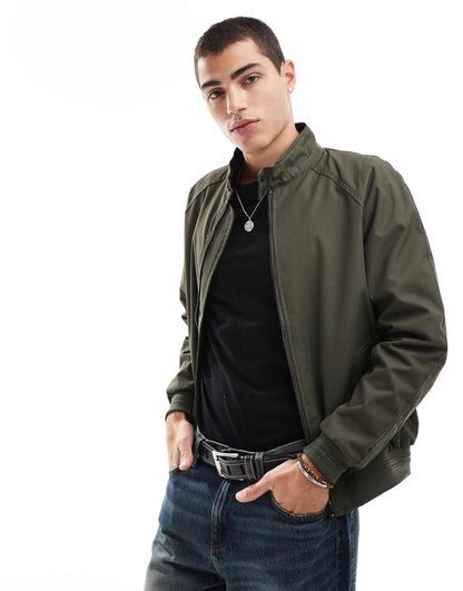 Harrington Jacket With Ribbed Cuff And Hem