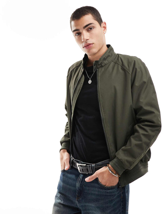 Harrington Jacket With Ribbed Cuff And Hem