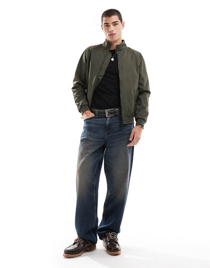 Harrington Jacket With Ribbed Cuff And Hem