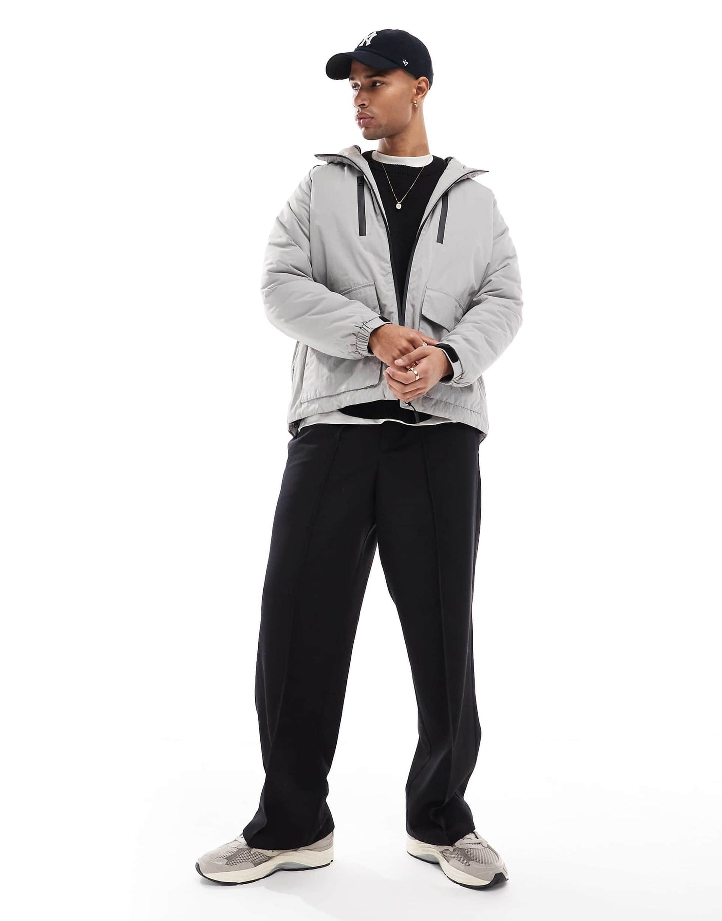 Raglan Hooded Jacket With Zip Detail