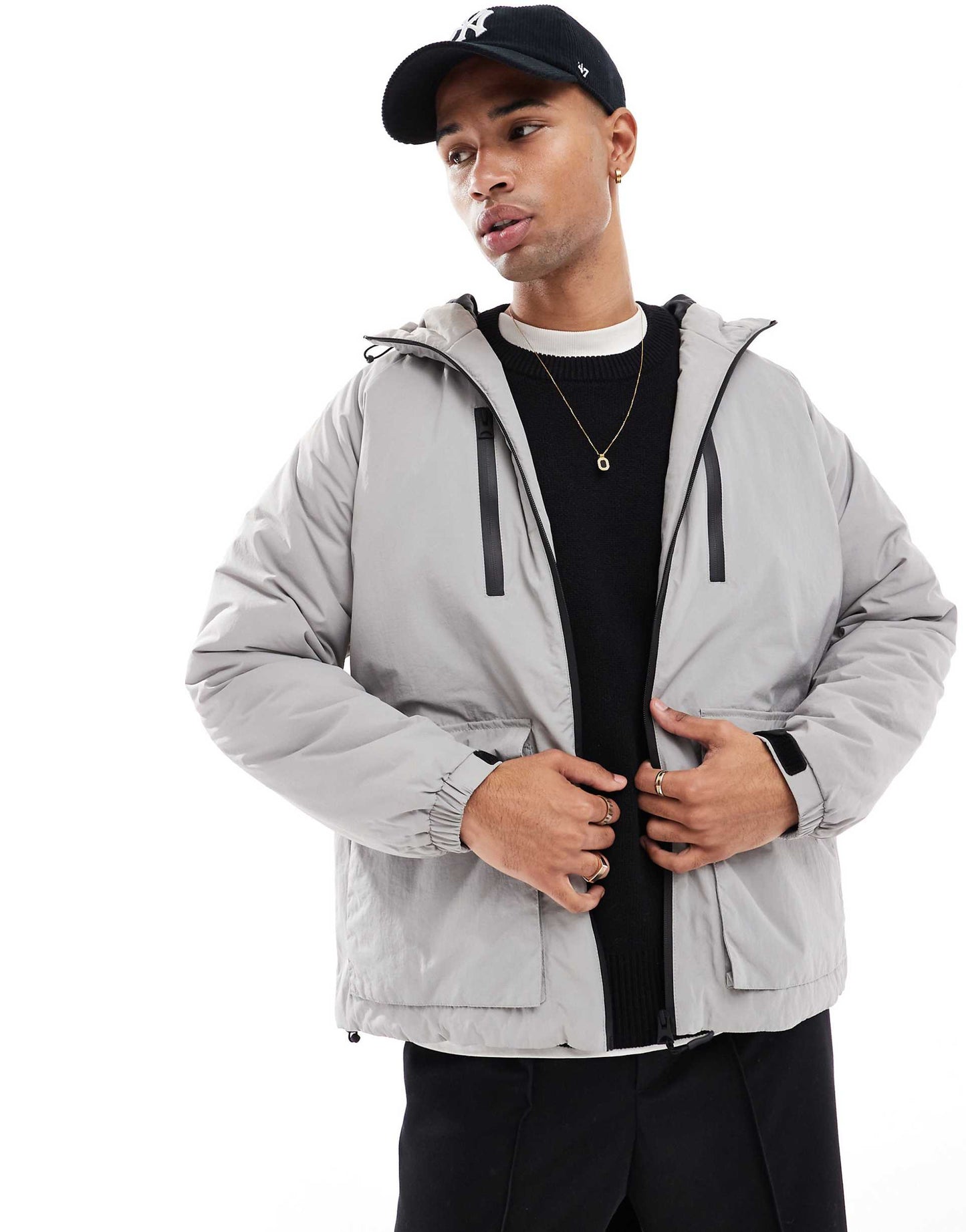 Raglan Hooded Jacket With Zip Detail