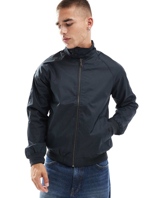 Harrington Jacket With Ribbed Cuff And Hem
