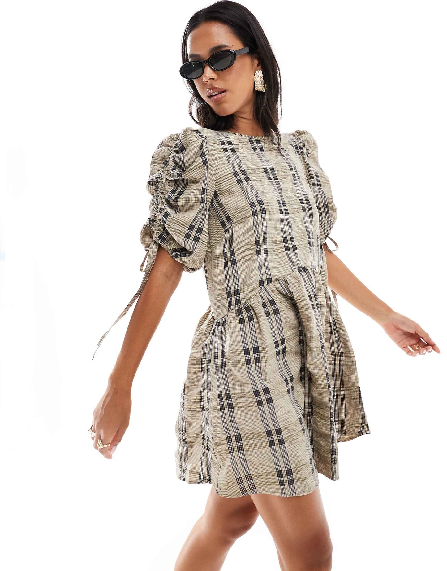 Ruched Sleeve Smock Mini