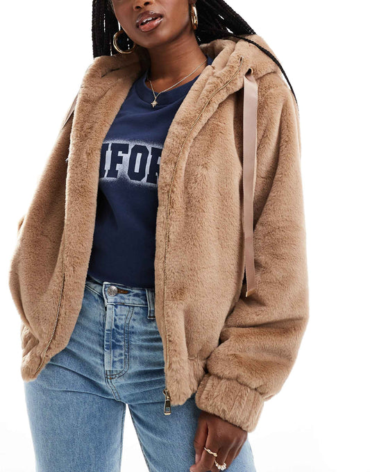 Faux Fur Hooded Jacket