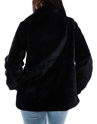 Faux Fur Jacket With Waist Ties