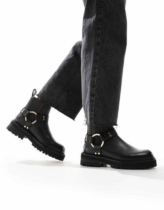 Maddie Leather Harness Biker Boots
