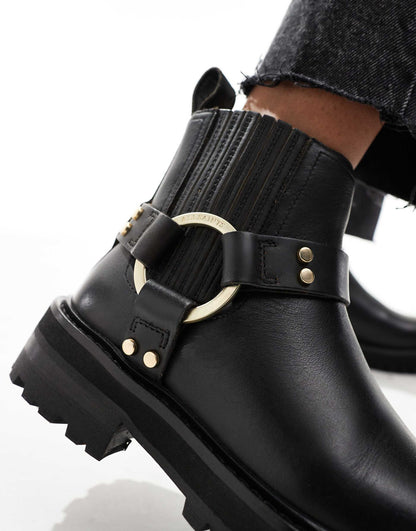 Maddie Leather Harness Biker Boots